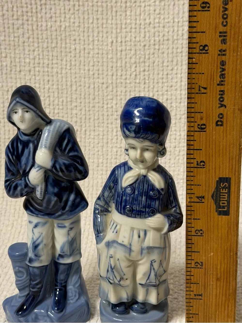 Vintage Blue and White Ceramic Dutch Figurines, JAPAN